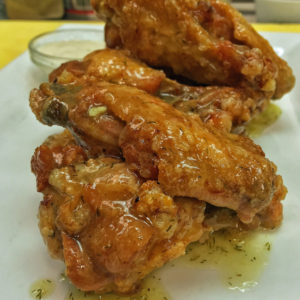 Little Pub Pickle Wings Plump wings brined in pickle juice, fried up crispy, and served with a jalapeño-dill buttermilk ranch dip