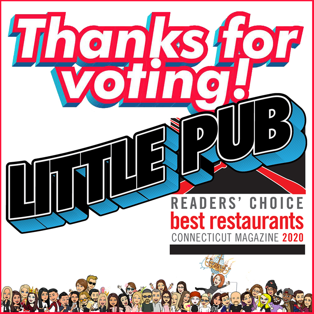 Readers are leaders and the leaders have spoken. Thanks Readers for voting Little Pub Best Appetizers, Best American, Best Beer Bar, and Best Pub Grub in the 2020 @connecticutmagazine readers poll. 

https://www.connecticutmag.com/issues/features/best-restaurants-readers-choice/article_b8e361be-2055-11ea-91fd-cf4f139884f8.html

